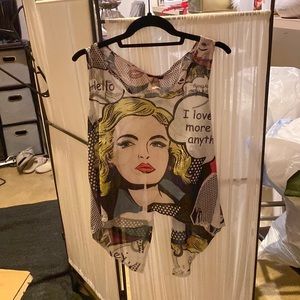 Sheer sleeveless shirt pop art